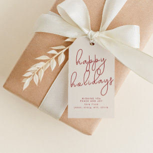 Eenvoudige Happy Holiday met aangepaste naam Label Cadeaulabel