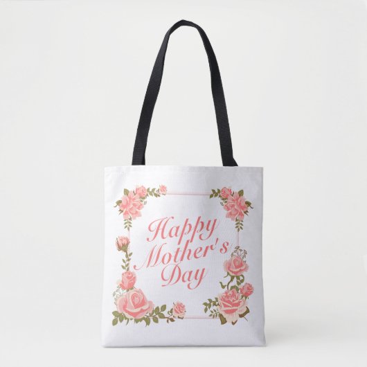 Eenvoudige Happy Moederdag Floral Lijst Canvas tas (Voorkant)