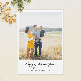 Eenvoudige Happy Nieuwjaar-fotokaart Feestdagenkaart