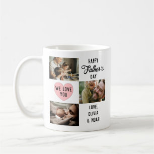 Eenvoudige Happy Vaderdag Custom 3 Foto Koffiemok