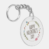 Eenvoudige Happy Valentine's Day Krans | Button Sl Sleutelhanger (Voorkant Links)