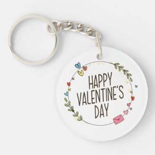 Eenvoudige Happy Valentine's Day Krans Button Sl Sleutelhanger