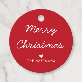 Eenvoudige Hart Aangepaste Kleur Kerstcadeautags Bedankjes Labels