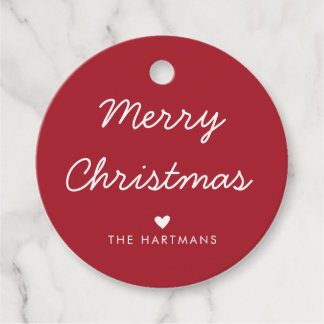 Eenvoudige Hart Aangepaste Kleur Kerstcadeautags Bedankjes Labels