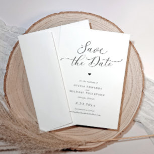 Eenvoudige Hart Elegante Trouw Save the Date Kaart