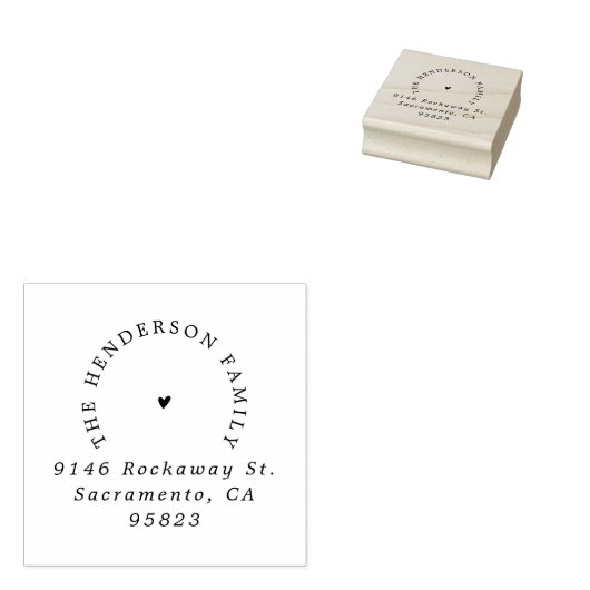 Eenvoudige Hart Elegante Typografie Retouradres Rubberstempel (Gestempeld)