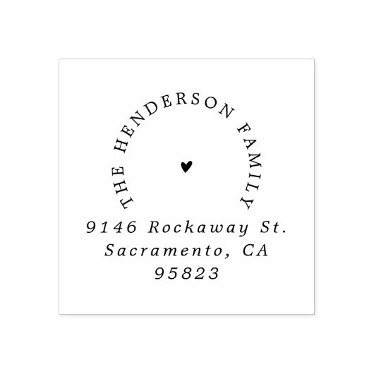Eenvoudige Hart Elegante Typografie Retouradres Rubberstempel (Afrduk)