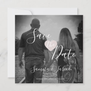 Eenvoudige Hart Roze Foto Save the Date Magneet