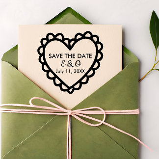 Eenvoudige Hart Save the Date Trouw Rubberstempel