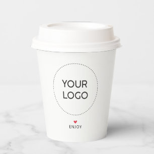 Eenvoudige Hart Zakelijk Logo QR-code Aangepaste P Papieren Bekers