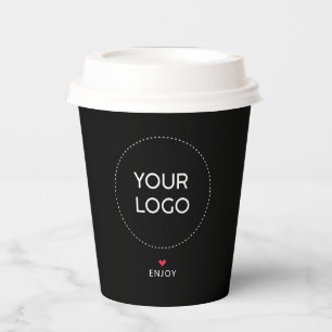 Eenvoudige Hart Zakelijk Logo QR-code Aangepaste P Papieren Bekers