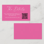 Eenvoudige Heet Roze Modern Script Huwelijk QR Cod Informatiekaartje (Voorkant / Achterkant)