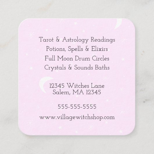 Eenvoudige heksenwinkel vierkante visitekaartje (Achterkant)