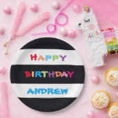 Eenvoudige heldere kleurrijke aangepaste naam Happ Papieren Bordje (Feest)