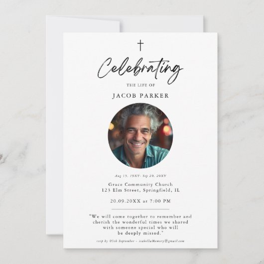 Eenvoudige herdenkingsviering van het leven kruis  kaart (Voorkant)