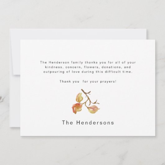 Eenvoudige Herfst bladeren begrafenis dank u Bedankkaart (Achterkant)