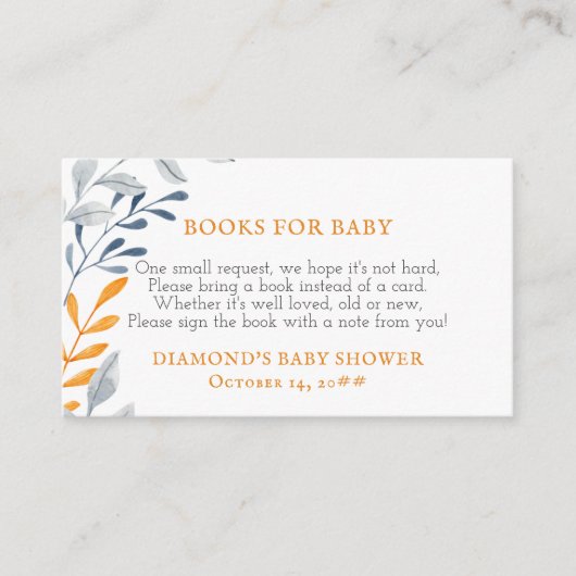 Eenvoudige herfst gebladerte boeken voor Baby Informatiekaartje (Voorkant)