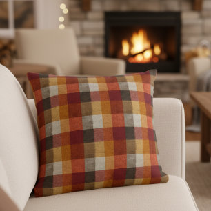 Eenvoudige Herfst gebrande Sinaasappel Plaid Kussen