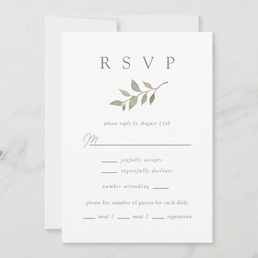 Eenvoudige Herfst Greenery Elegant Script Wedding (Voorkant)