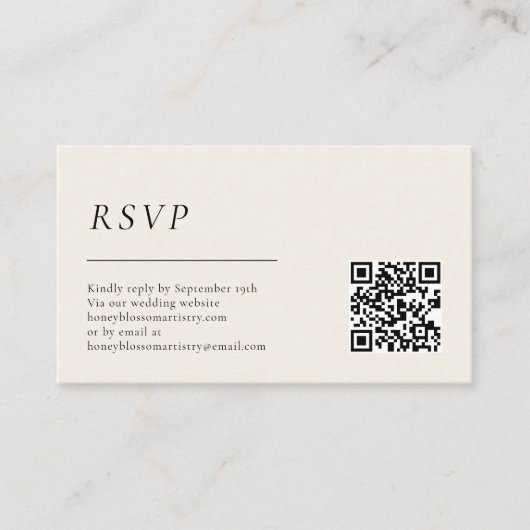 Eenvoudige Herfst Leaf Cream Bruiloft QR Code RSVP Informatiekaartje (Voorkant)