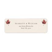 Eenvoudige Herfst Leaf Cream Bruiloft Retouradres Etiket (Voorkant)