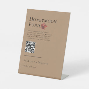 Eenvoudige Herfst Leaf Terracotta Bruiloft Huwelij Reclamebord Met Voetstuk