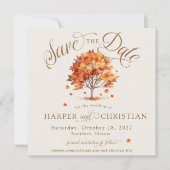 Eenvoudige Herfst Leaf Tree Beige Foto Herfst brui Save The Date (Voorkant)