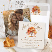 Eenvoudige Herfst Leaf Tree Beige Foto Herfst brui Save The Date