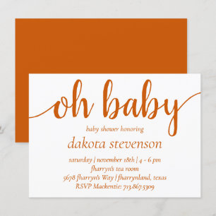 Eenvoudige Herfst Oh Baby   gebrande Oranje script Kaart