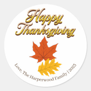 Eenvoudige herfst oogst happy thanksgiving ronde sticker