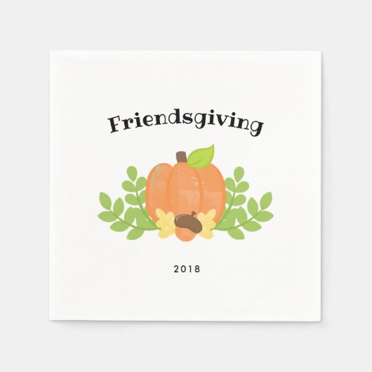 Eenvoudige Herfst pompoen Friendsgiving Diner Servet (Voorkant)