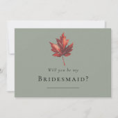 Eenvoudige Herfst Sage Groen Bruiloft Bruidsmeisje Kaart (Voorkant)