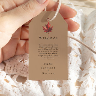 Eenvoudige Herfst Terracotta Bestemming Bruiloft W Cadeaulabel