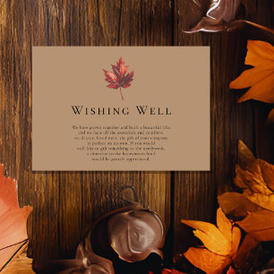 Eenvoudige Herfst Terracotta Bruiloft Wishing Well Informatiekaartje