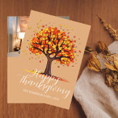 Eenvoudige Herfst Trees Happy Thanksgiving Familie Feestdagenkaart