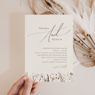 Eenvoudige herfst Wildflower Beige bruiloft uitnod Kaart