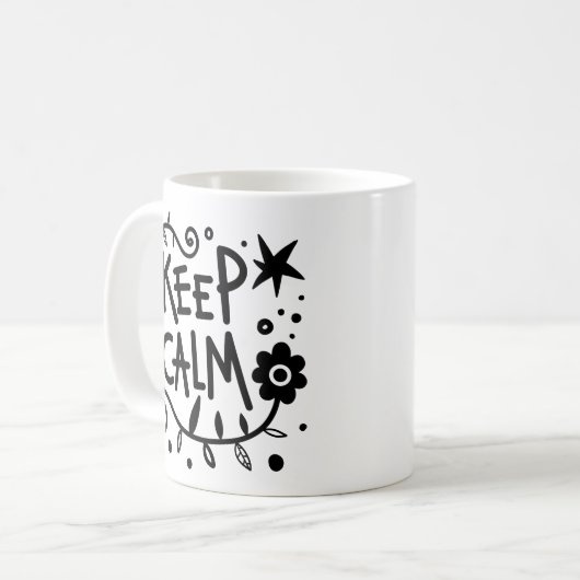 Eenvoudige herinnering Houd Calm Clack White Doodl Koffiemok (Voorkant links)