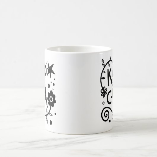 Eenvoudige herinnering Houd Calm Clack White Doodl Koffiemok (Center)