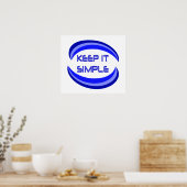 Eenvoudige herstelslogan-offerte in blauw houden poster (Keuken)
