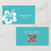 Eenvoudige Hibiscus Turquoise bruiloft website Inv Informatiekaartje (Voorkant / Achterkant)