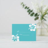 Eenvoudige Hibiscus Turquoise Wedding Place Card Plaatskaartje (Staand voorkant)