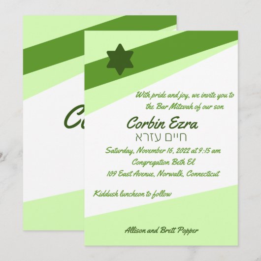 Eenvoudige hoekige groene uitnodiging (Voorkant / Achterkant)