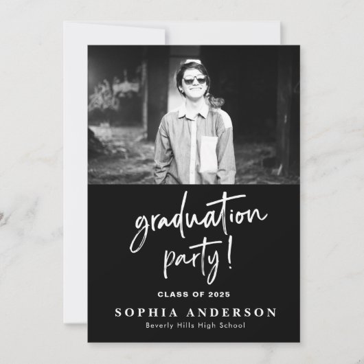 Eenvoudige Hoge Schoolkaart Zwart en wit Kaart (Voorkant)