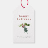 Eenvoudige Holly Berries QR code Corporate Holiday Cadeaulabel (Voorkant)