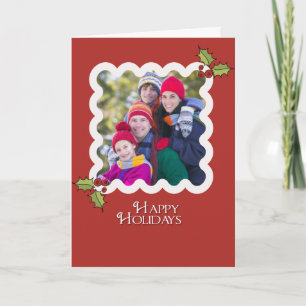 EENVOUDIGE HOLLY KERST KAART 5x7 Sjabloon
