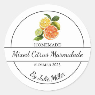 Eenvoudige Homemade gemengde citrus marmelade Labe Ronde Sticker