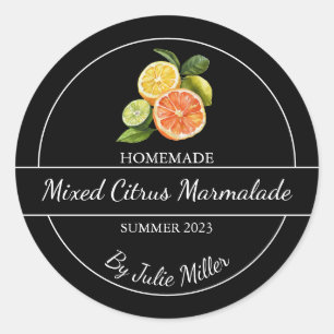 Eenvoudige Homemade gemengde citrus marmelade Labe Ronde Sticker