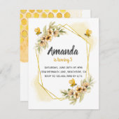 Eenvoudige Honey Bee Verjaardagsfeestuitnodiging Kaart (Voorkant / Achterkant)