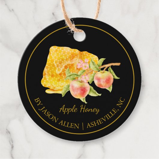 Eenvoudige Honeycomb Apple Infused Honey Hang Labe Bedankjes Labels (Voorkant)