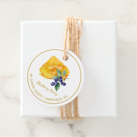 Eenvoudige Honeycomb Blueberry Infused Honey Hang Bedankjes Labels (In situ)